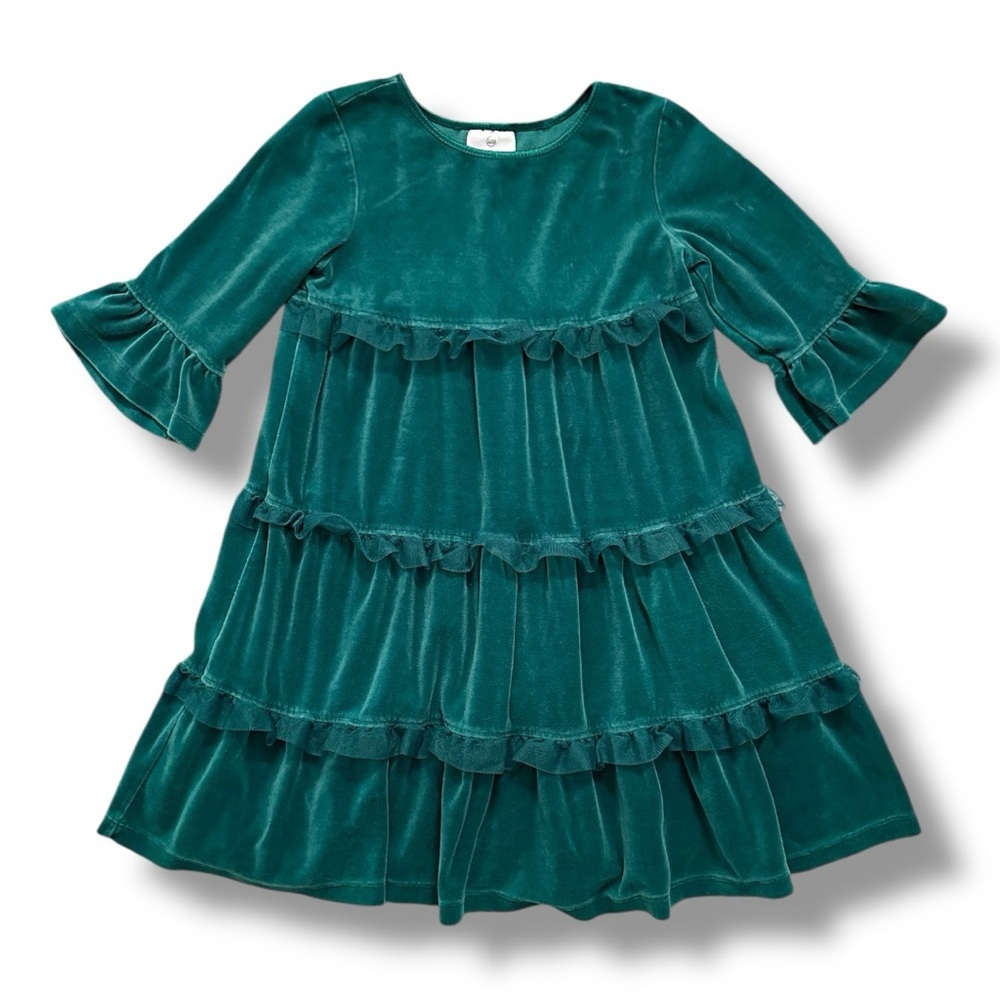 Hanna Andersson | Love 2 Twirl Tiered Velour Dress (6-7 yrs) 🌲